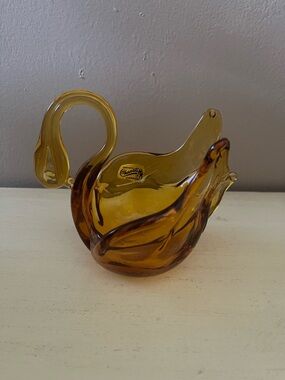 Chalet Amber Glass Swan Decorative Dish by Chalet